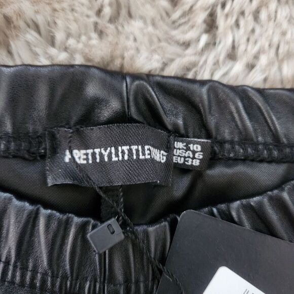 PrettyLittleThing Tall Black Faux Leather High Waisted‎ Legging Size 10 - Picture 4 of 9